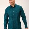 Men's Roper Green & Blue Snap Long Sleeve #03-001-0064-1011