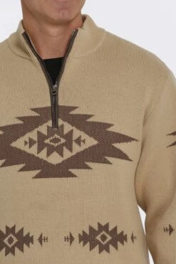 Men's Cinch 1/4 Zip Aztec Print Pullover Sweater #MWK1560002KHA -Deals Cowboy Threads Store 9c09af20fe8faa65a6292d416c2c84e0