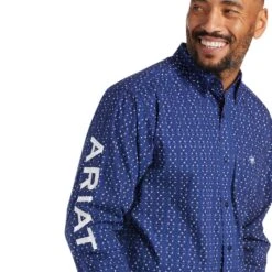Men's Ariat Blue Team Wolf Button Down Long Sleeve #10038089-C -Deals Cowboy Threads Store d56eb9a9fcfd6915601e02895dbfa8d1
