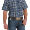 Men's Cinch Plaid Button Down #MTW1111419BLU