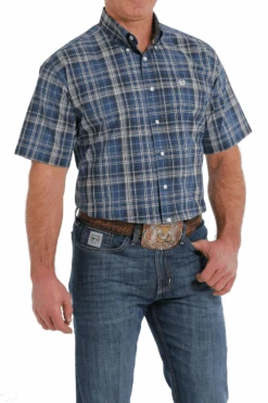 Men's Cinch Plaid Button Down #MTW1111419BLU