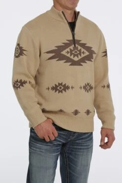 Men's Cinch 1/4 Zip Aztec Print Pullover Sweater #MWK1560002KHA -Deals Cowboy Threads Store f805717026f85319e9675f45e52d82ba