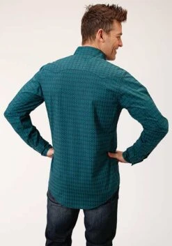 Men's Roper Green & Blue Snap Long Sleeve #03-001-0064-1011 -Deals Cowboy Threads Store fd7c77e9abd4ea60d283435273ce5a62